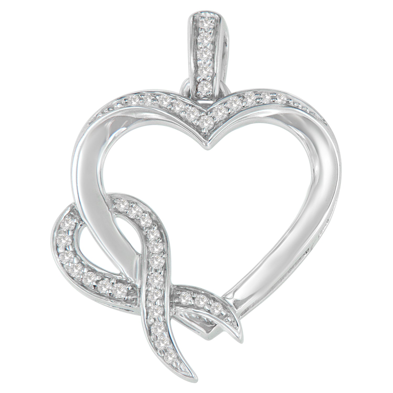 Necklace gorgeous diamond double heart .925 shops silver