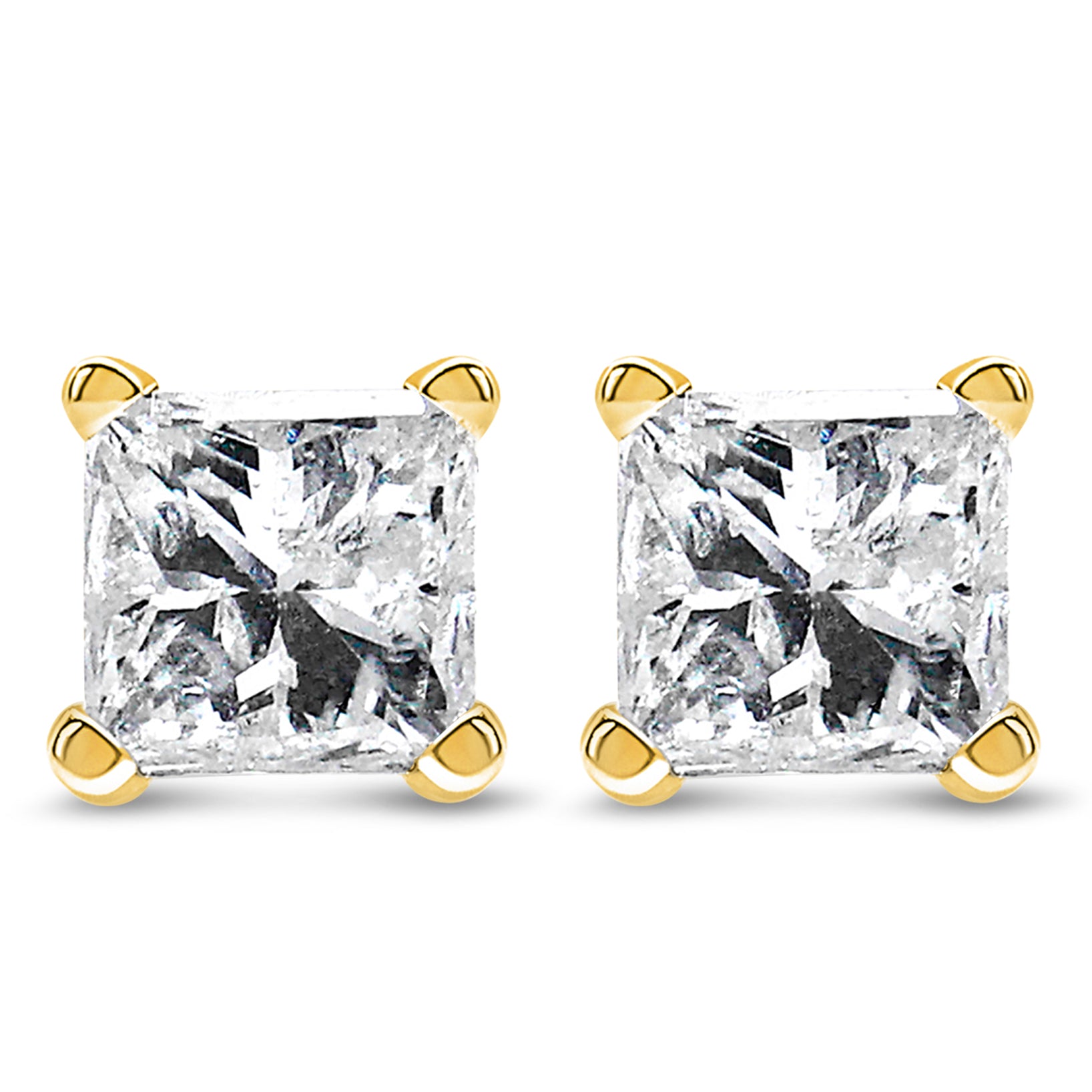 1 ct Brilliant Princess Cut Solitaire Studs Designer Genuine Flawless VVS1 Red Simulated Diamond 14K 18K Yellow Gold Earrings 2024 Screw back