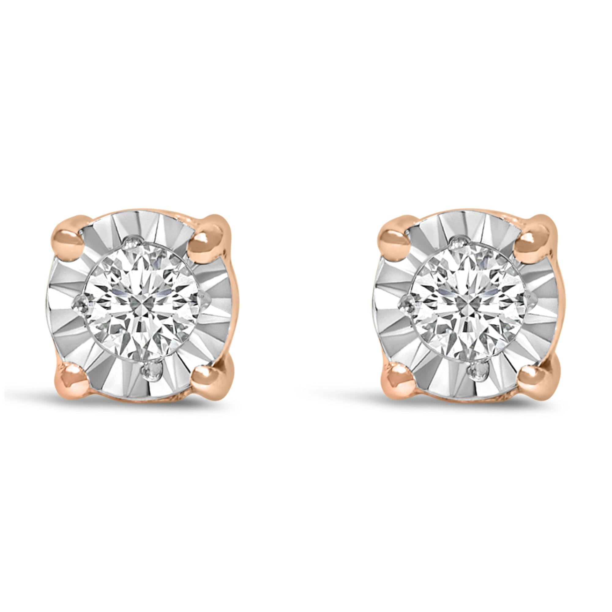 925 Sterling Silver 1/10 Cttw Round Brilliant-Cut Champagne Diamond Miracle-Set Stud store Earrings (Natural Color, I1-I2 Clarity)