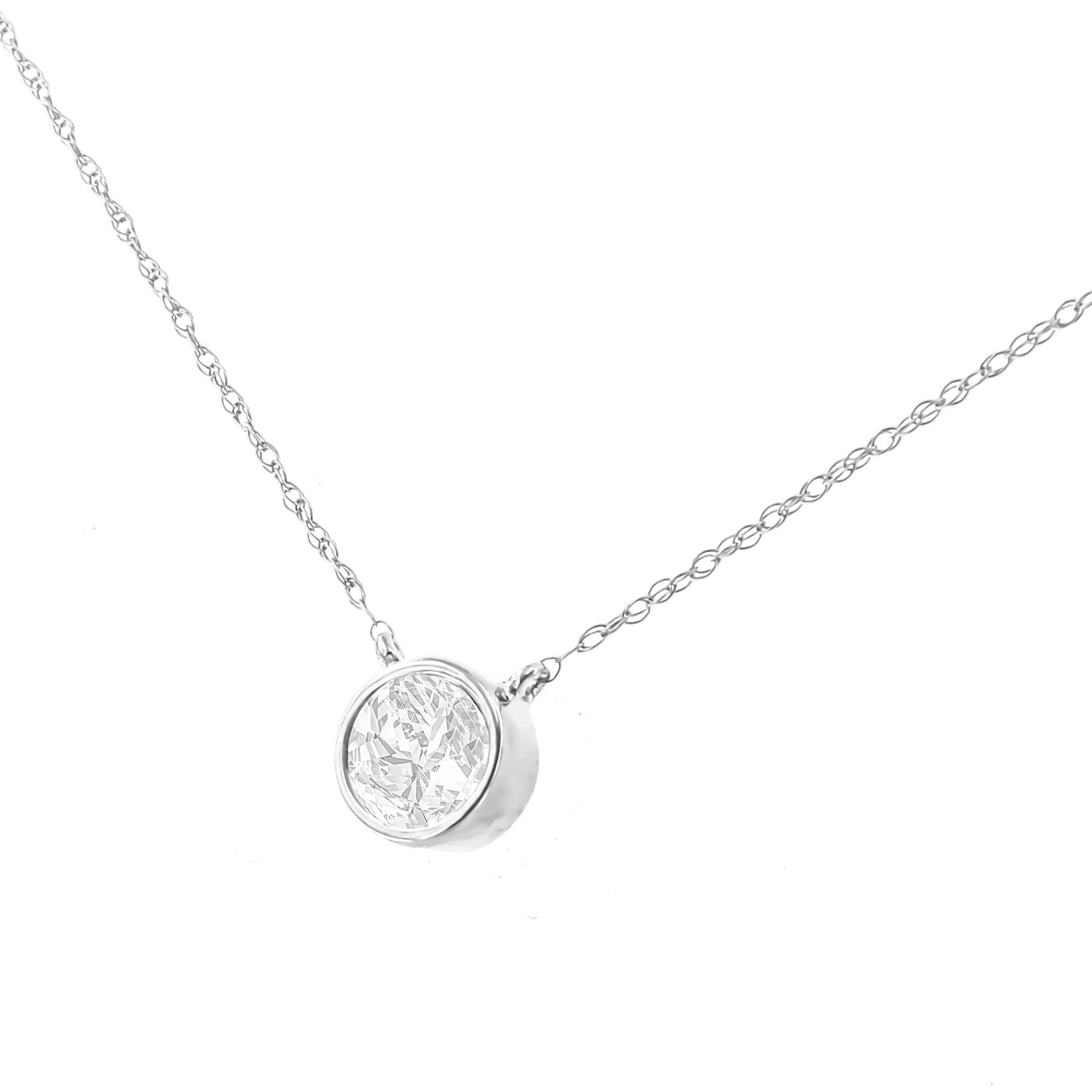 10K newest White Gold & 3 Diamonds Pendant & Necklace 18