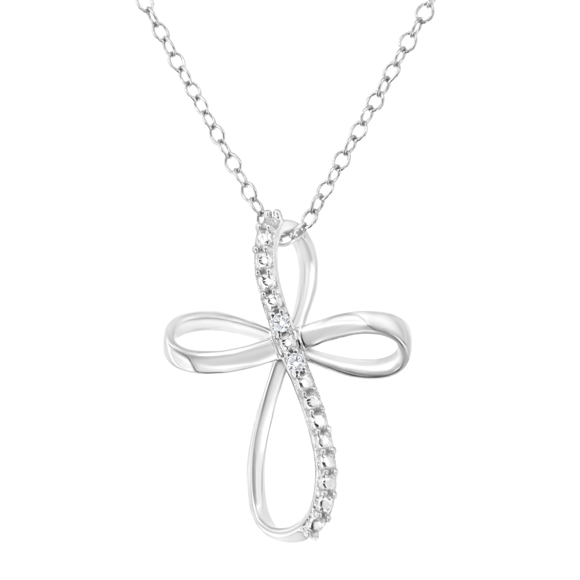 1/5Cttw to 1.00Cttw Classic Real Diamond Cross Necklace Pendant in 925 Sterling Silver with 18'' popular Inch Silver Cable Chain