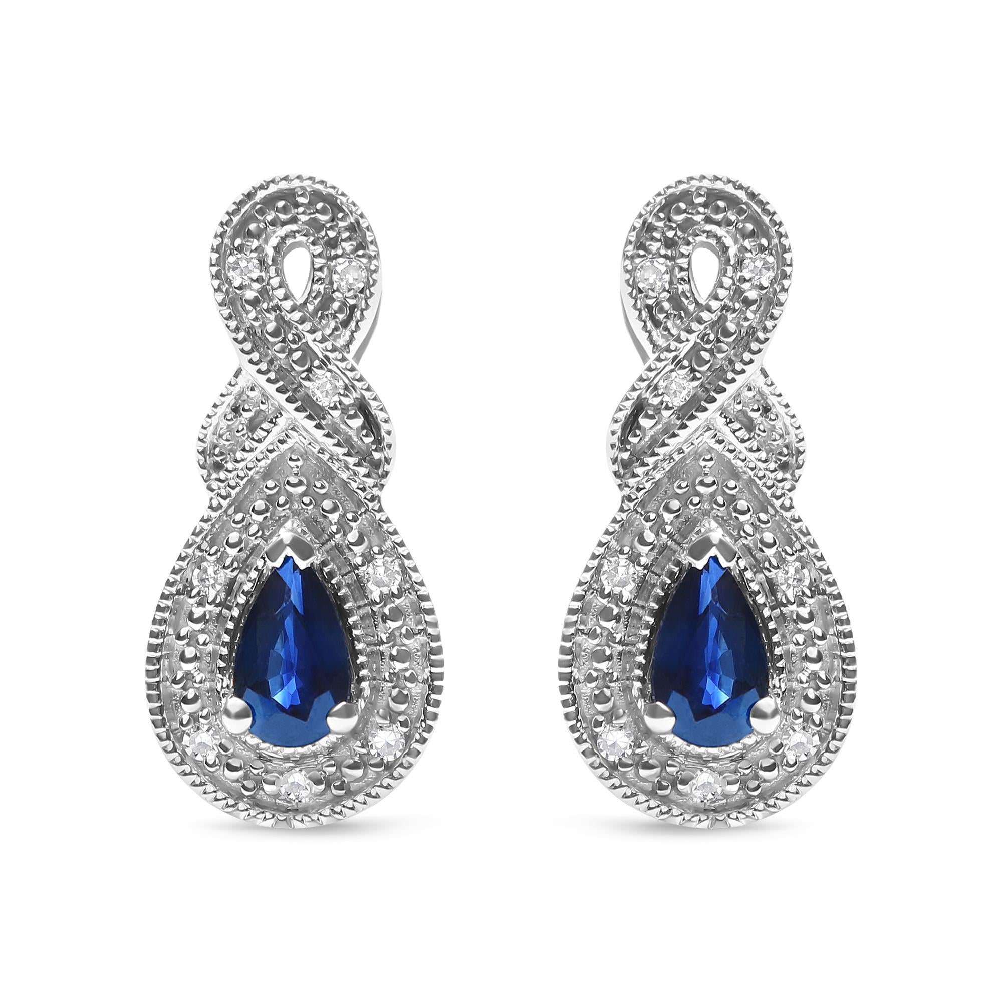 Sapphire,Diamond & Sterling outlet Silver Earring