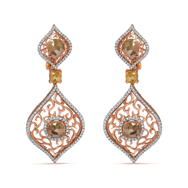 PRITA Rose Gold-Plated Beautiful American Diamond Drop Earrings for Women  and Girls (Rose Gold and White) : Amazon.in: Fashion