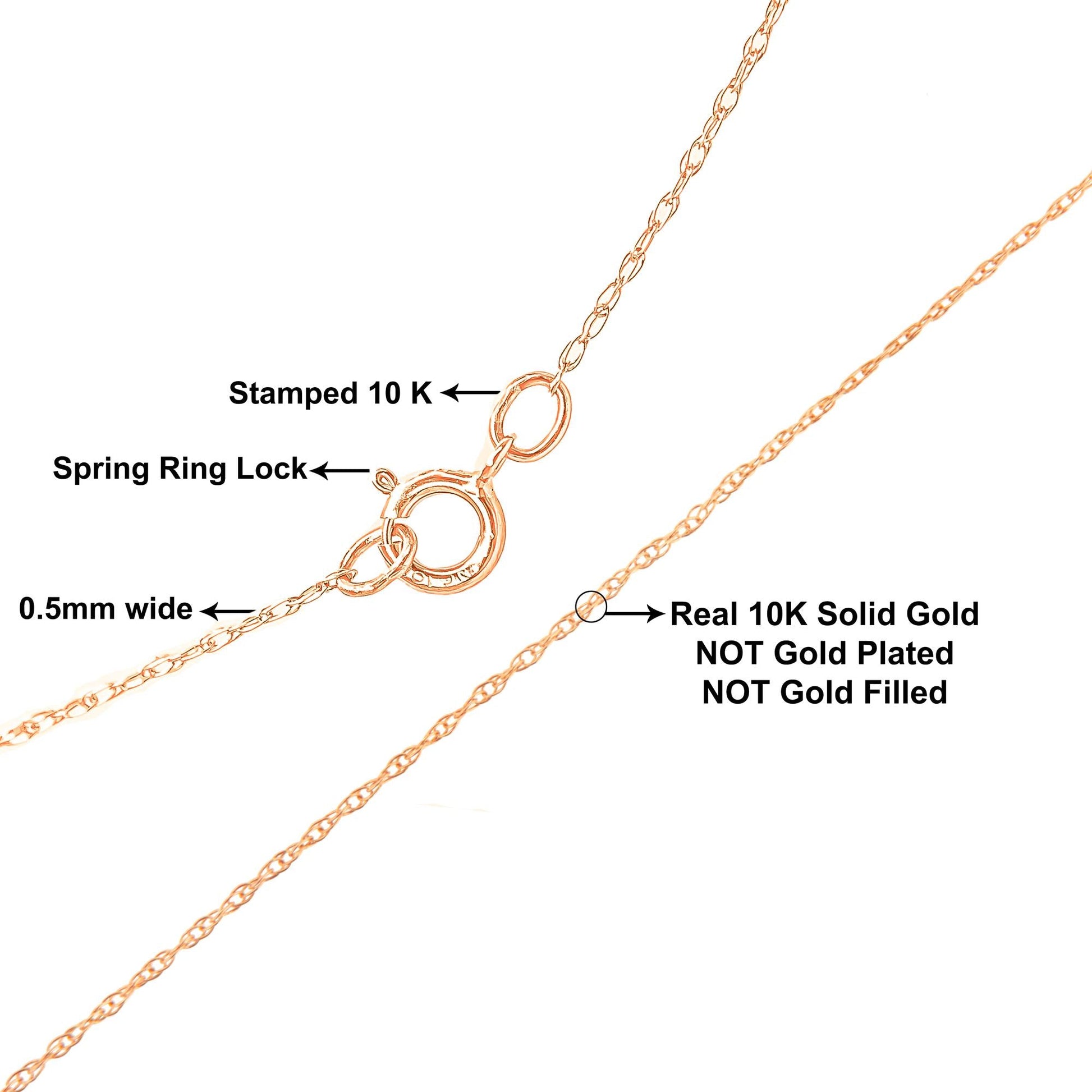 Rose Gold Filled Fine Cable Chain Necklace with Spring Clasp ~ 18