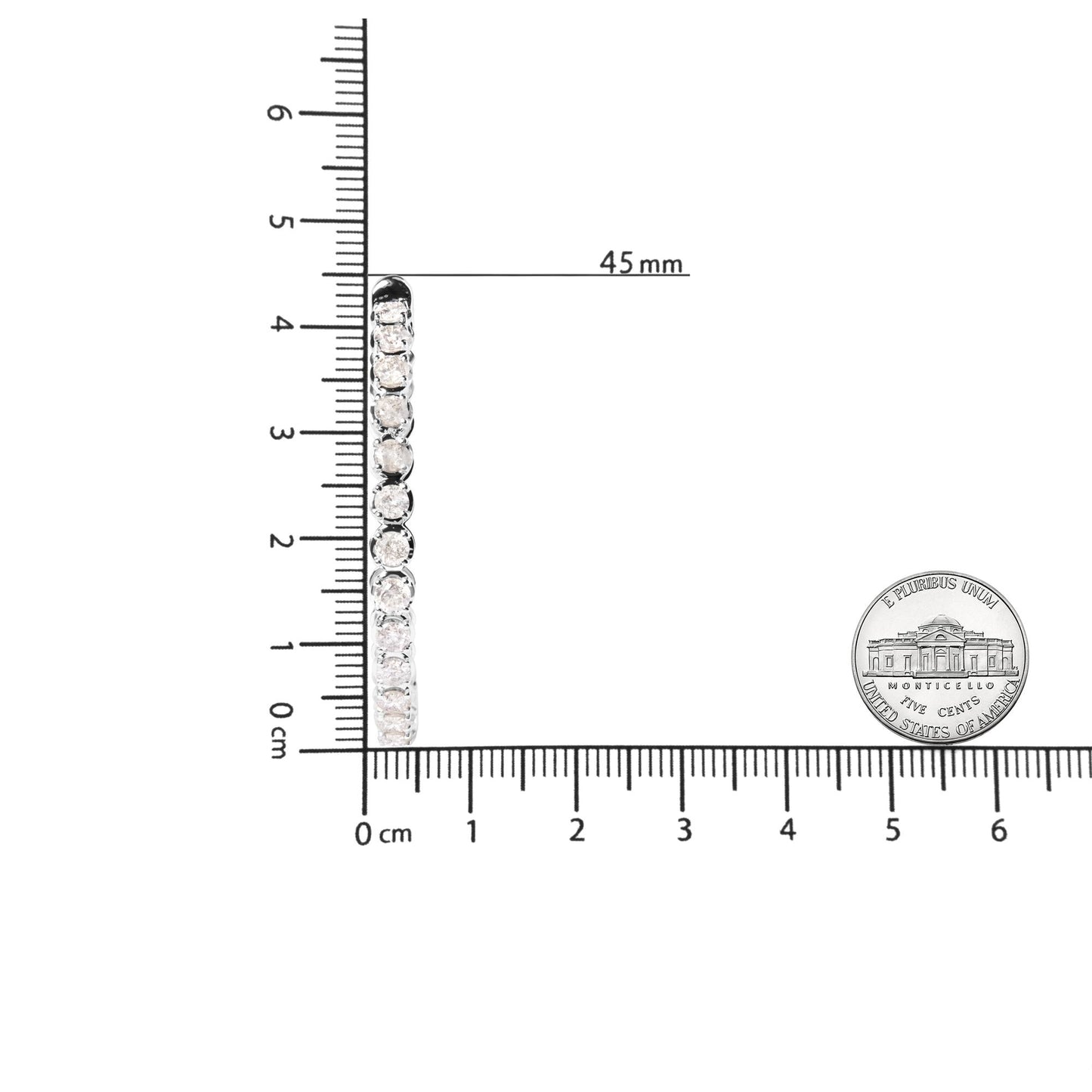 Pendientes de aro de plata de ley 925 con diamantes de 7,0 quilates de 1-¾ de adentro hacia afuera con bisagras (color IJ, claridad I1-I2)